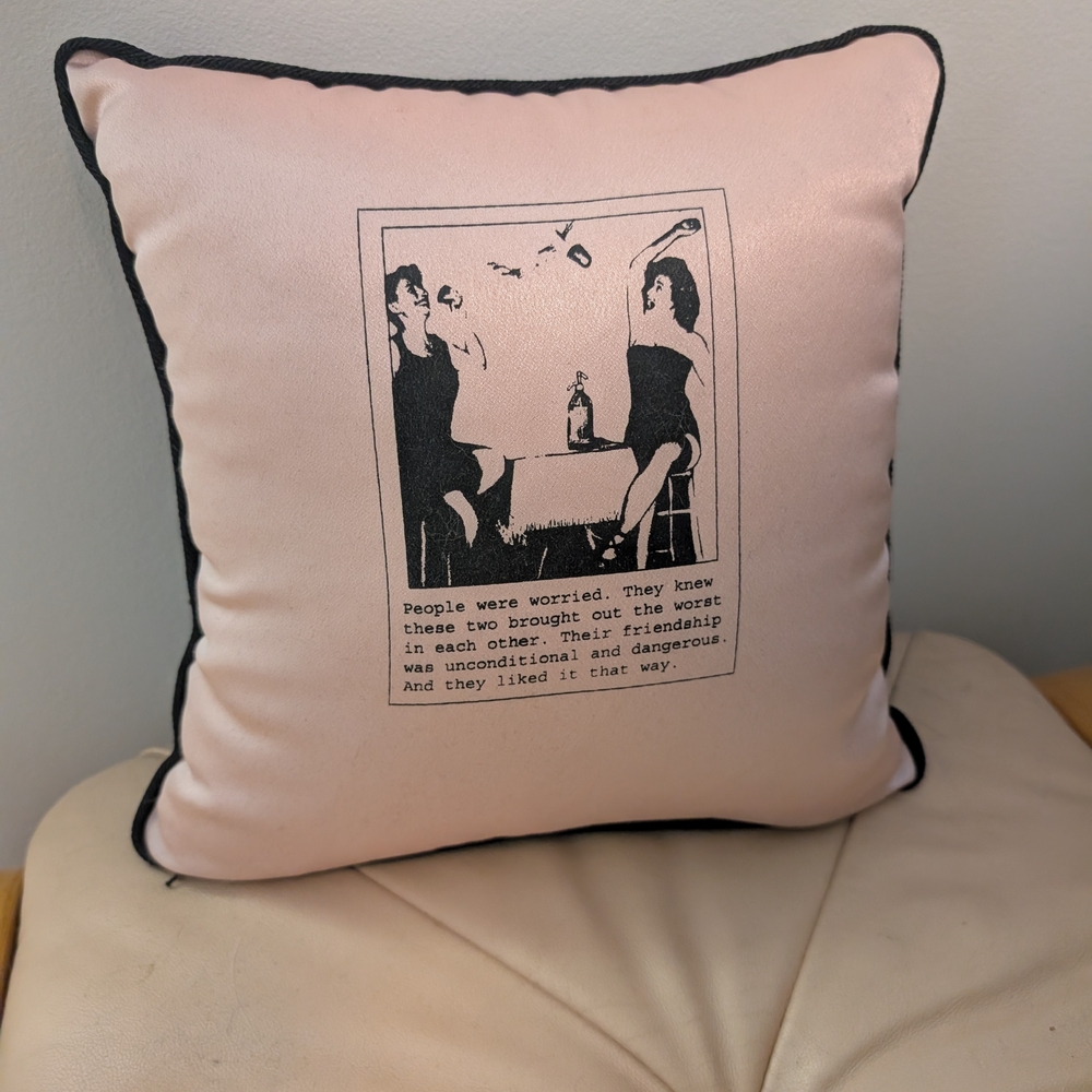 Pink Satin Quote Throw Pillow Graphic Art Accent Cushion 11x11 Black Back